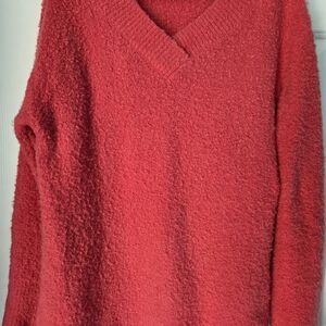 Anthropologie Vibrant Red V-Neck Sweater